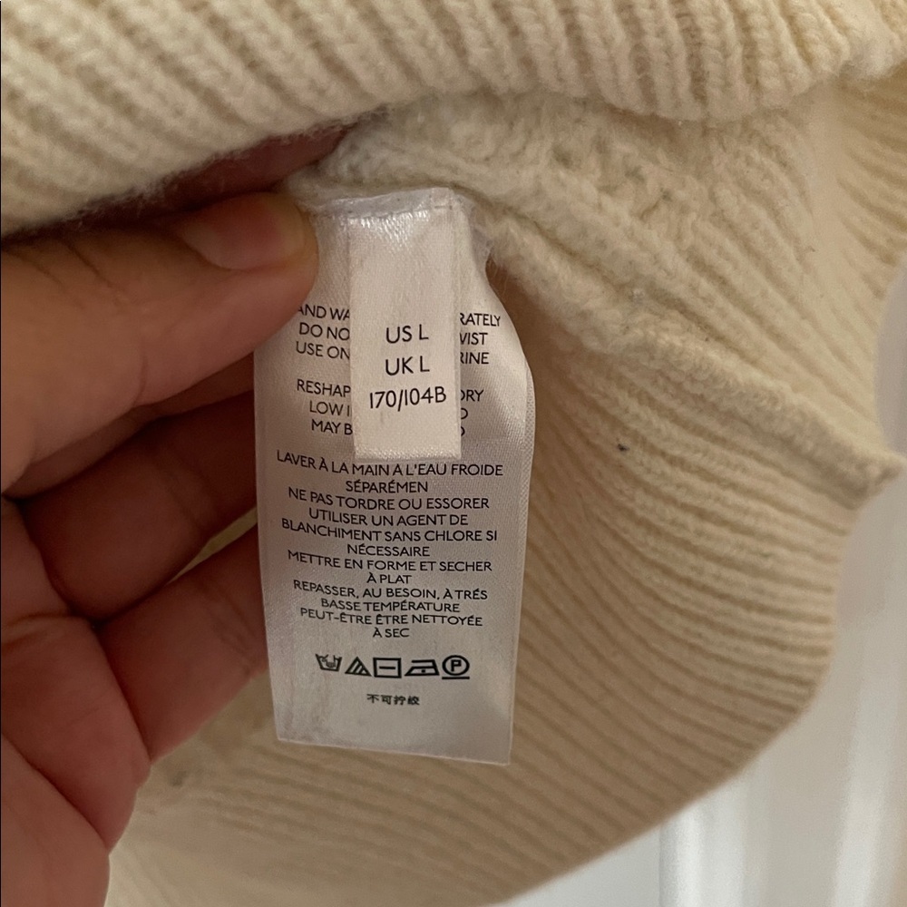 Anthropologie Maeve Cream V-Neck Wool Sweater with Colorful Details - Picture 12 of 12